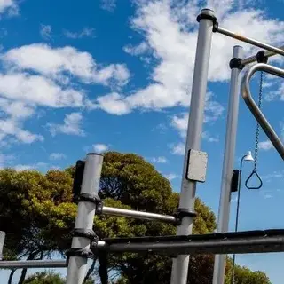 a metal and metal playground equipment