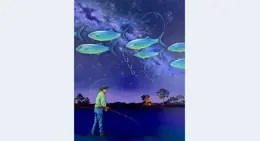 a man fishing with a fishing rod
