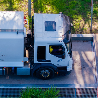 A Rockingham rubbish truck collecting waste.