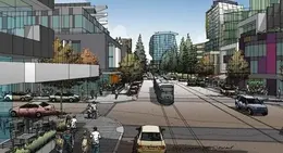 a drawing of a city street
