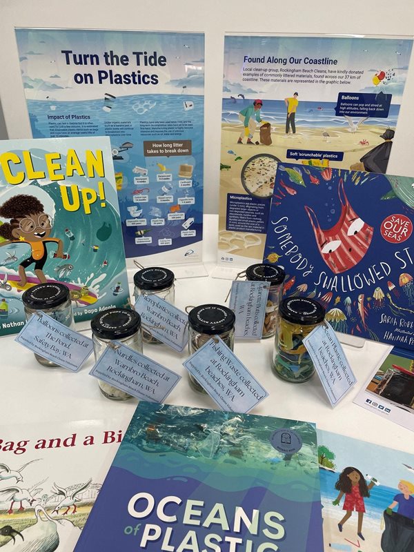 Plastic Free Education Kit shown displayed with all loanable materials