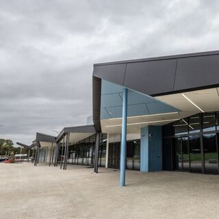 a building with glass windows