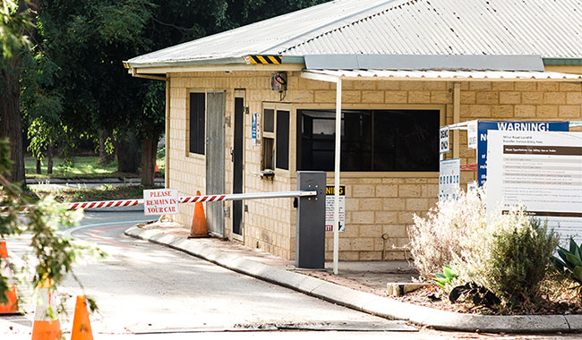 a building with a barrier