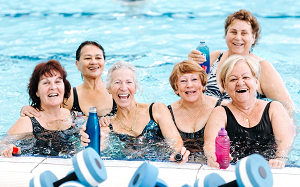 Aqua Jetty member in the pool