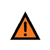 watch and act symbol - orange triangle with black exclamation mark in centre