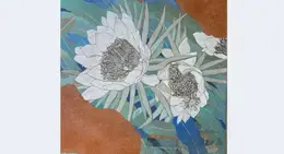 a painting of flowers on a wall