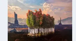 a group of trees in a field
