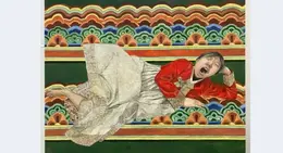 a painting of a woman lying on a bed