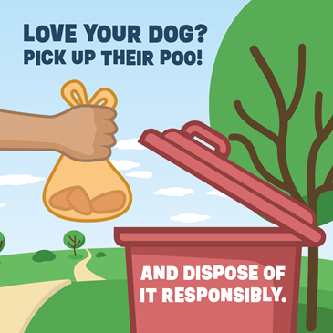 Vector of a person disposing of dog poo in a bin.